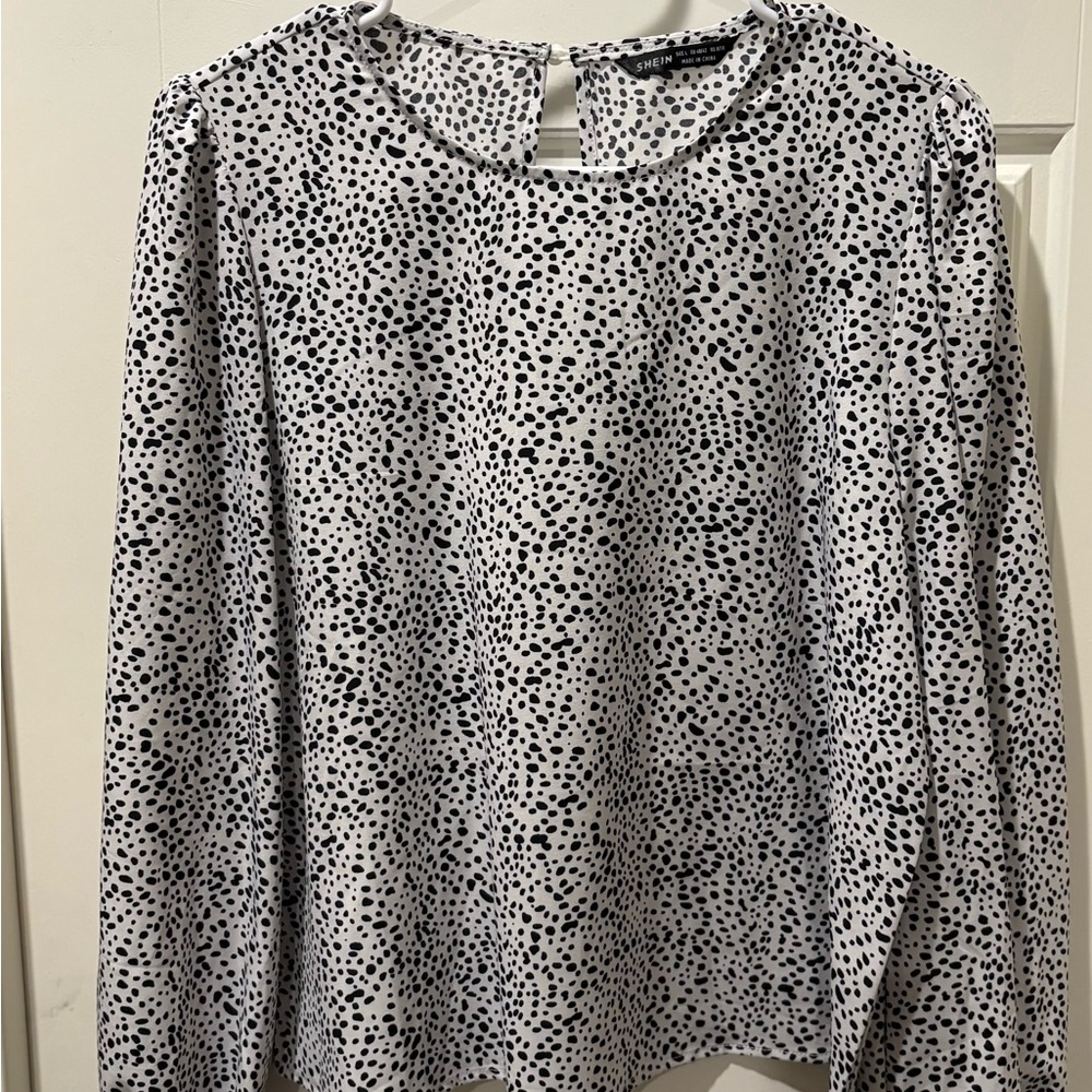 SHEIN Black and White Polka Dot Blouse
